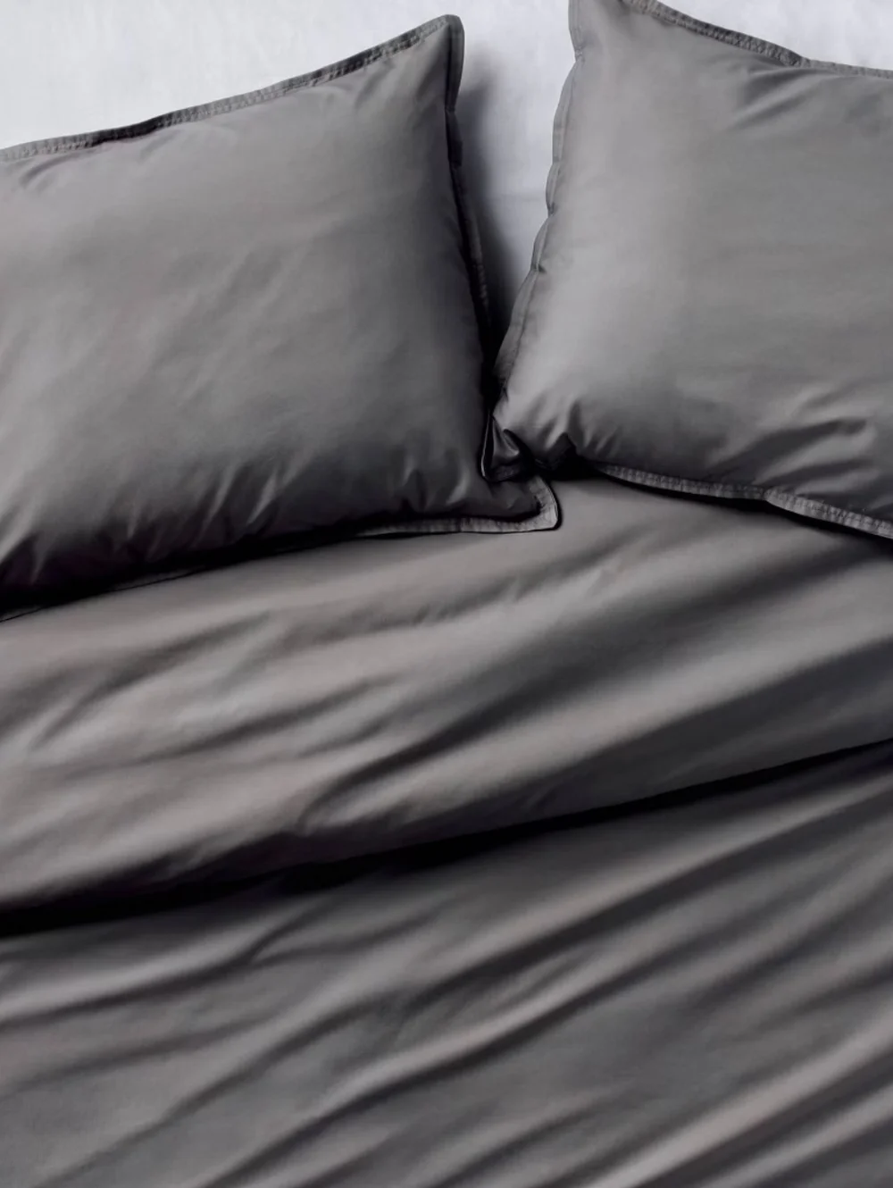 Casaluna King Cotton Percale Duvet Set Dark Gray